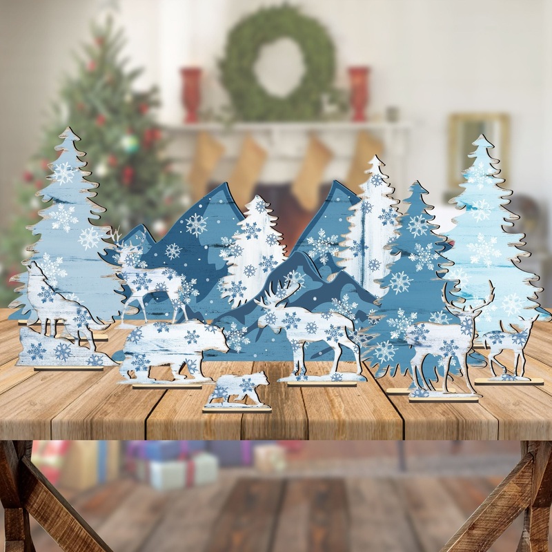 Winter Forest Village Set of 15 by G. DeBrekht – Christmas Decor – 852750-S15