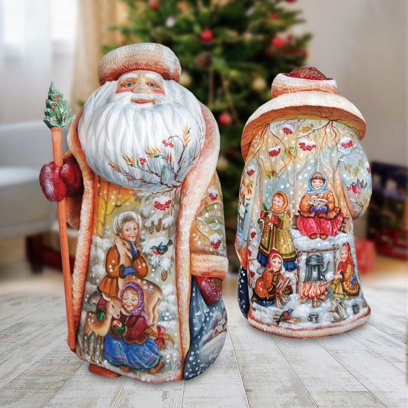 Winter Friendship Hand-Painted WOODCARVED Masterpiece by G. DeBrekht – Christmas Decor – 241128 – SPECIAL ORDER