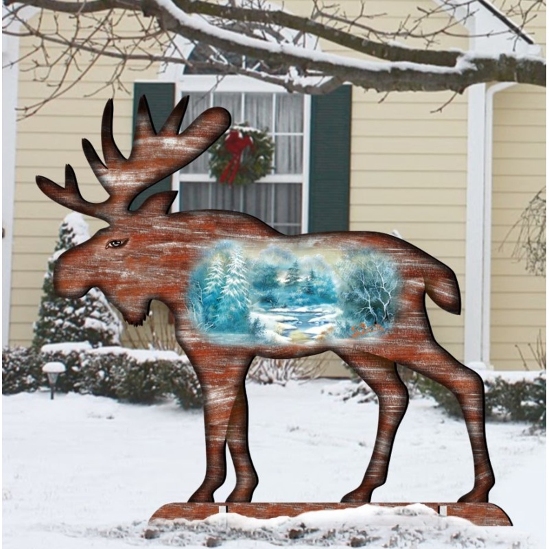 Woodsy Moose Wildlife Outdoor Decor by G. DeBrekht – Wildlife Holiday Decor – 8198222F