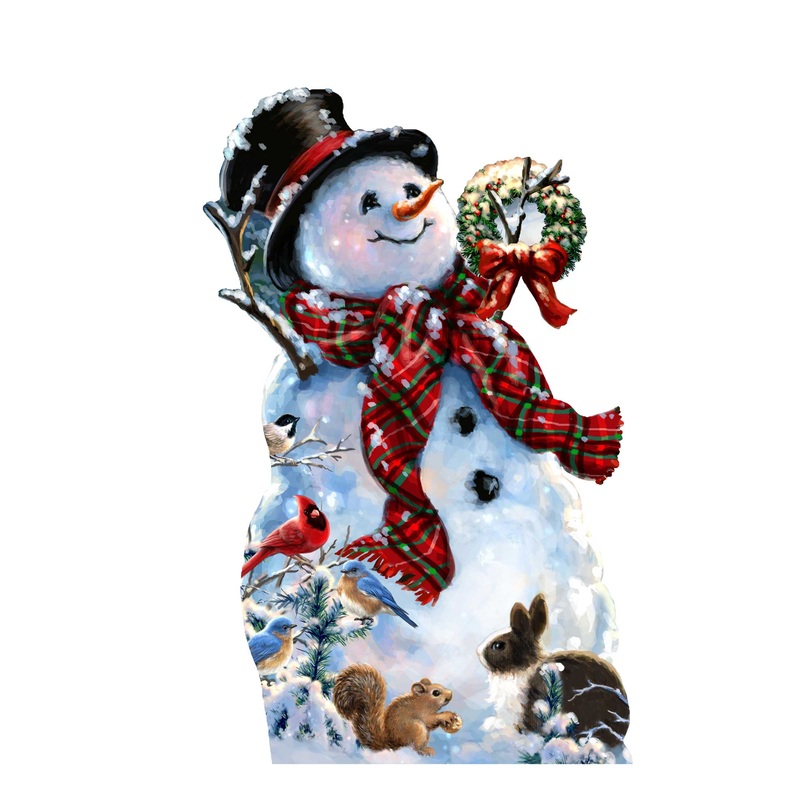 An Old-fashioned Christmas  Outdoor Scene by D. Gelsinger – Christmas Santa Snowman Decor – 8461018F-1563