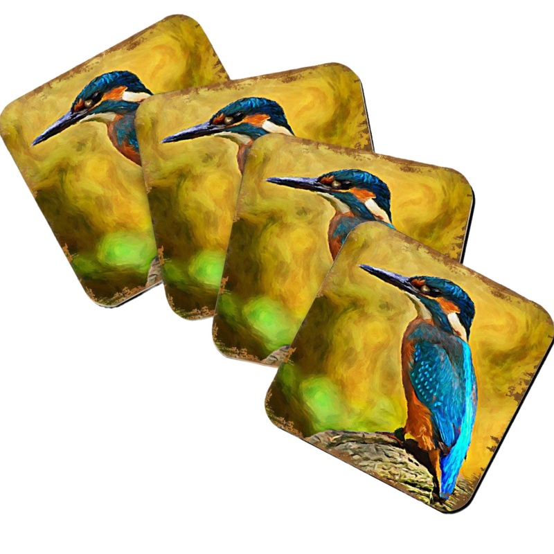 Bird Wooden Cork Coasters Gift Set of 4 by Nature Wonders – Nature Wildlife Decor  – 95298C-S4