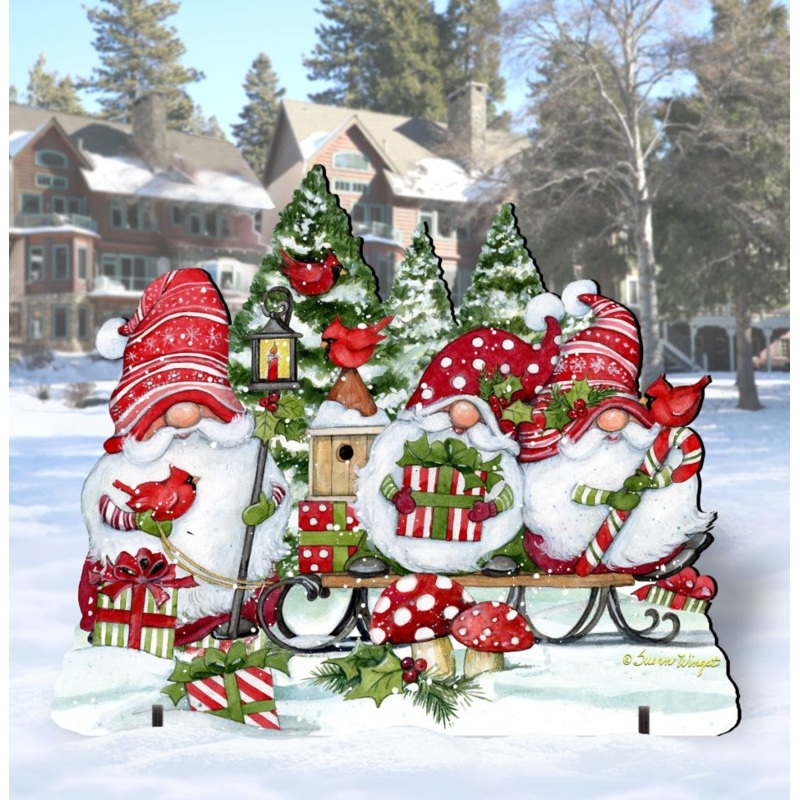 Christmas Gnomes Outdoor Decor by Susan Winget – Christmas Santa and Snowman Decor – 8471109F-SW