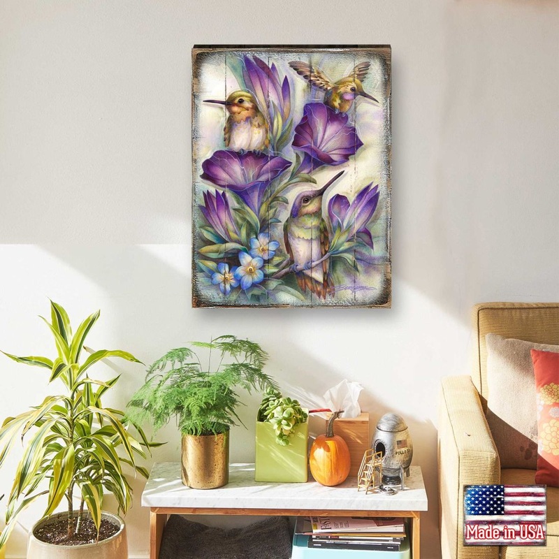 Everlasting Friendship Hummingbirds Wooden Wall Art by J. Bergsma – Nature Wildlife Decor  – 8592936BP-JB
