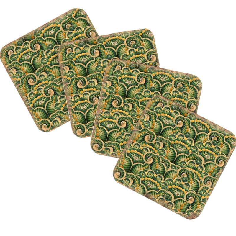 Floral Wooden Cork Coasters Gift Set of 4 by Nature Wonders – Nature Wildlife Decor  – 95021C-S4