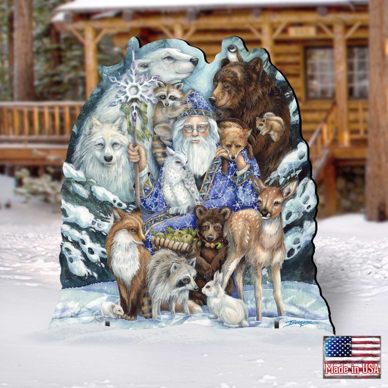 Gather in Peace Father Winter Animals Holiday Outdoor Yard Sign by J. Bergsma – Christmas Decor – 8591968F-JB