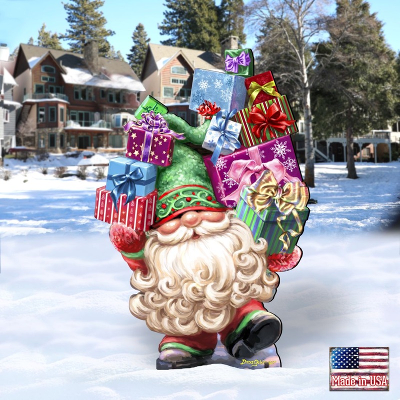 Gift Giver Gnome Dwarf Holiday Outdoor Decor by D. Gelsinger – Christmas Decor – 8461054F-DG