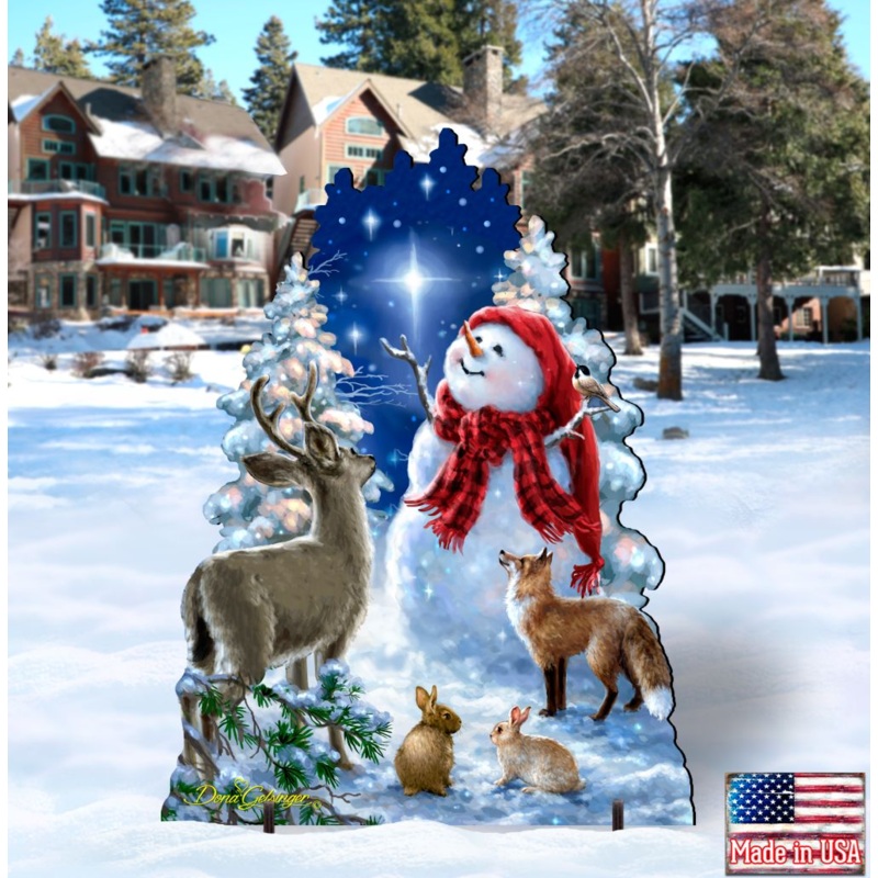 Heaven Wildlife Snowman Frosty Friends Outdoor by D. Gelsinger – Christmas Decor – 8461049F-1801
