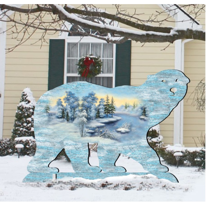 Polar Bear Wildlife Outdoor Decor by G. DeBrekht – Wildlife Holiday Decor – 8198225F