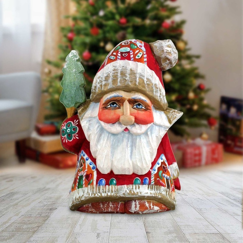 Santa Gnome Dwarf Hand-Painted WOODCARVED Masterpiece by G. DeBrekht – Christmas Decor – 820031 *** PRE-ORDER – Handmade Just for You! ***