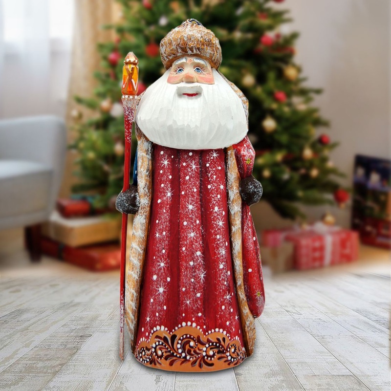 Santa Twinkle Yuletide Red Hand-Painted WOODCARVED Masterpiece by G. DeBrekht – Christmas Decor – 821612