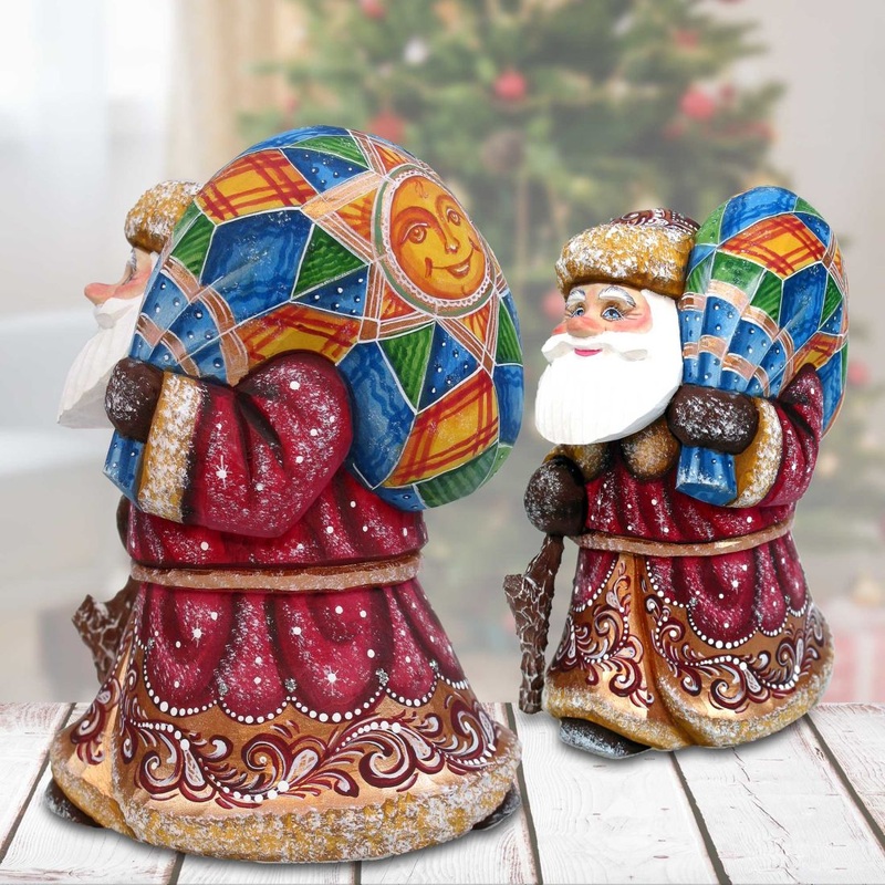 Sunshine Santa with Bag Hand-Painted WOODCARVED Masterpiece by G. DeBrekht – Christmas Decor – 8210369 *** PRE-ORDER – Handmade Just for You! ***