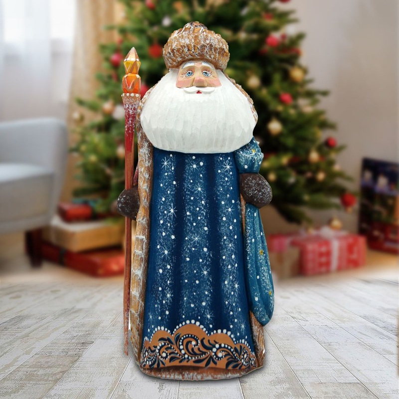 Twinkle Yuletide Santa Hand-Painted WOODCARVED Masterpiece by G. DeBrekht – Christmas Decor – 821611