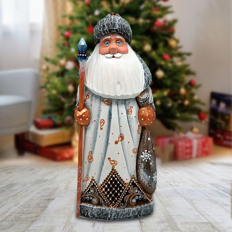 Twinkle Yuletide White Hand-Painted WOODCARVED Masterpiece by G. DeBrekht – Christmas Decor – 821614
