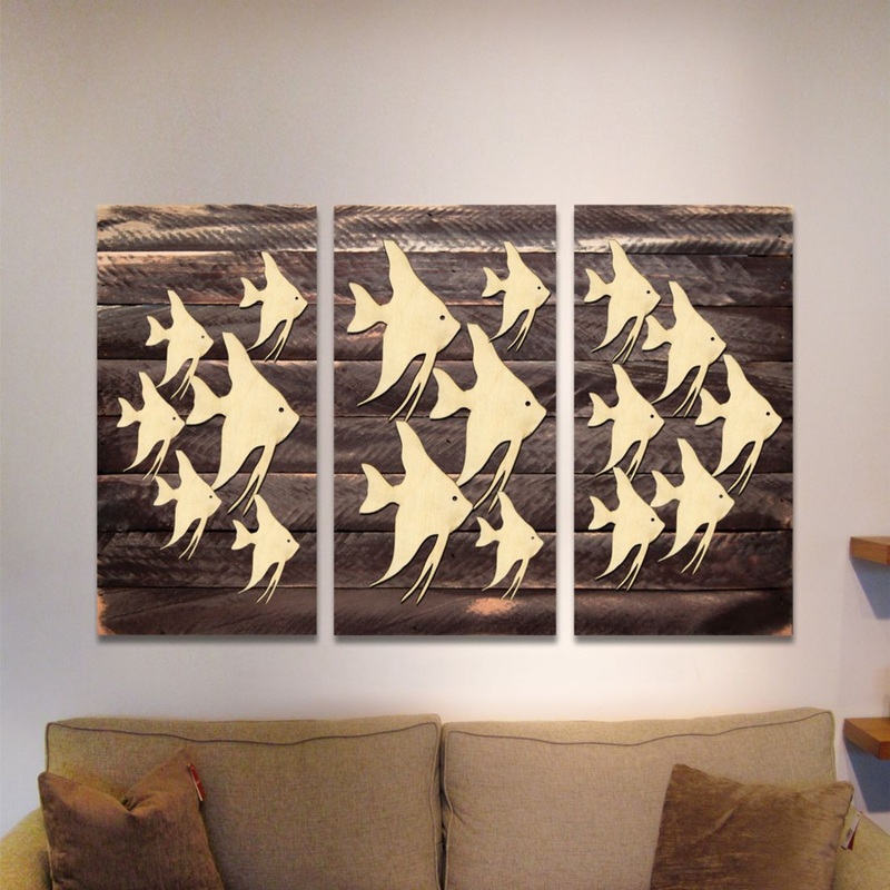 Vintage Fish Wooden Wall Dcor Set of 3 by G. DeBrekht – Coastal Sea-Life Dcor – G98537SX-B3-39