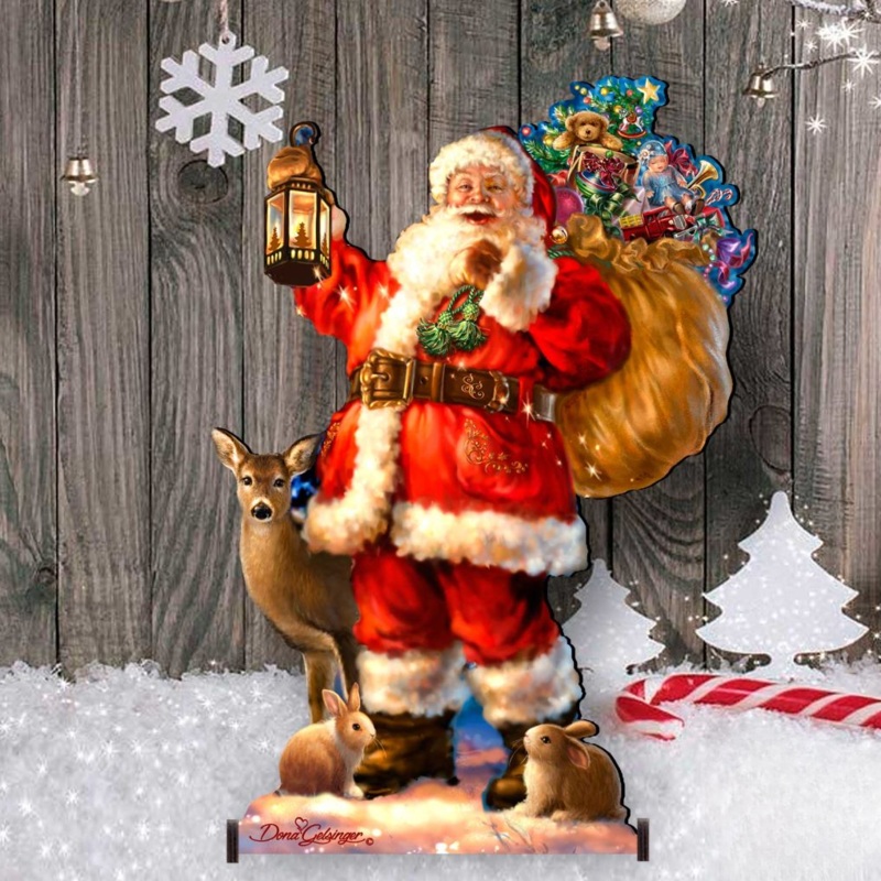 Woodland Santa Christmas Outdoor Decor by D. Gelsinger – Christmas Santa Snowman Decor – 8461028F-1105