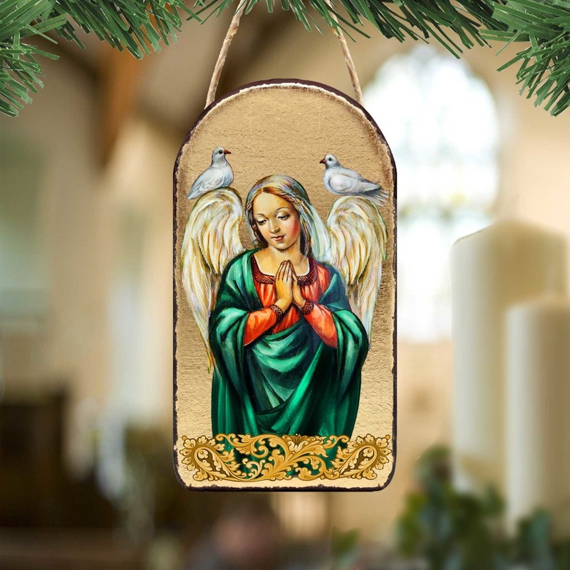 Angel with Dove Religious Christian Sacred Icon Ornament – Inspirational Icon Decor – 87026