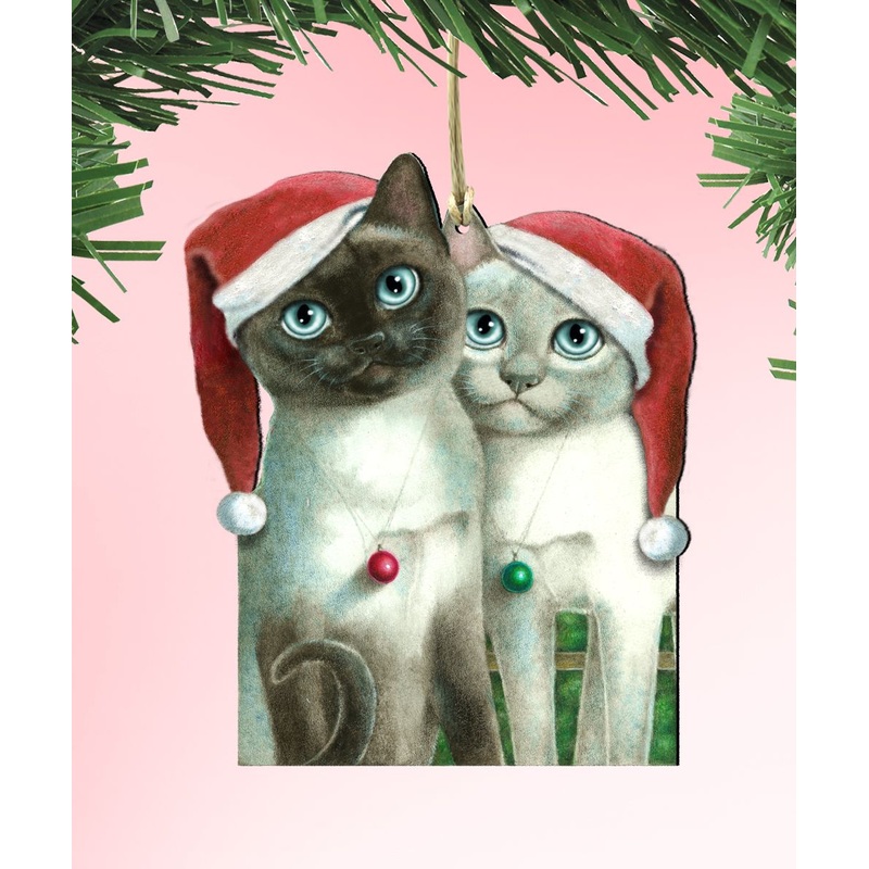 Angels Santa Cat Wooden Ornaments – Tree Ornament by Laura Seeley – Pets Dog and Cats Decor – 8512059-LS