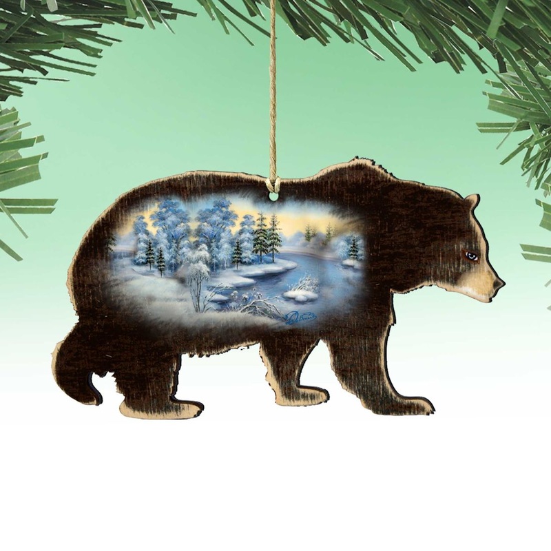 Black Bear Wooden Ornaments by G. DeBrekht – Wildlife Holiday Decor – 8198215-5