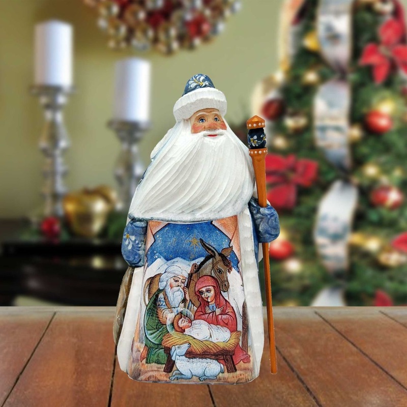 Blessed Birth Santa Hand-Painted WOODCARVED Masterpiece by G. DeBrekht – Nativity Holiday Decor – 213022