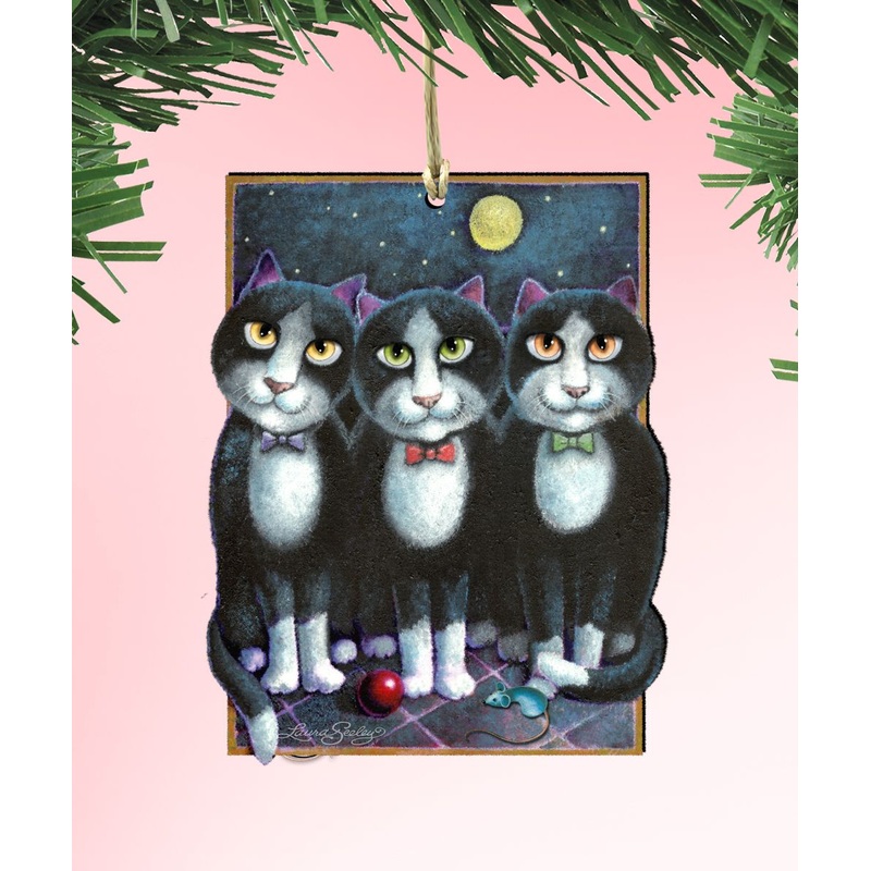 Boys Night Out Wooden Ornaments Pets – Tree Ornament by Laura Seeley – Pets Dog and Cats Decor – 8512052-LS