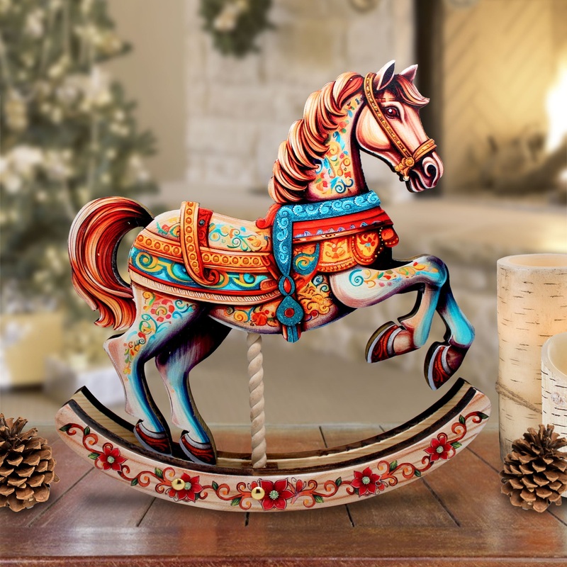 Carousel Horse Decorated Centerpiece – Limited Edition Wooden Figurine by  – Christmas Decor – 89319