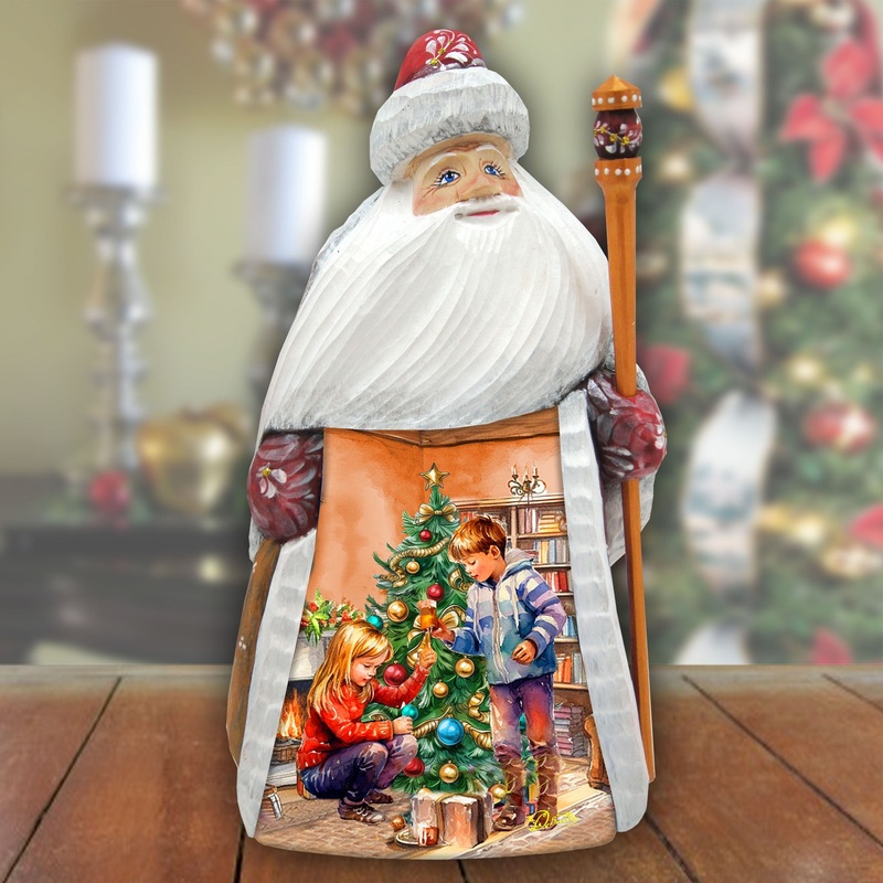 Cherished Moments Santa Hand-Painted WOODCARVED Figurine by G. DeBrekht – Nativity Holiday Decor – 8209020