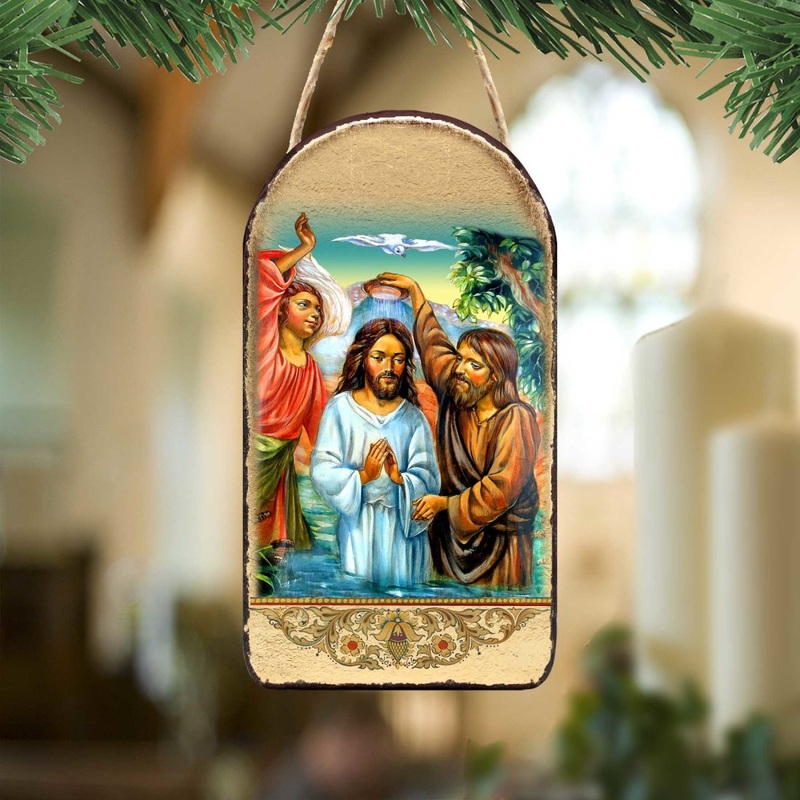 Christening Religious Christian Sacred Icon Ornament – Inspirational Icon Decor – 87043
