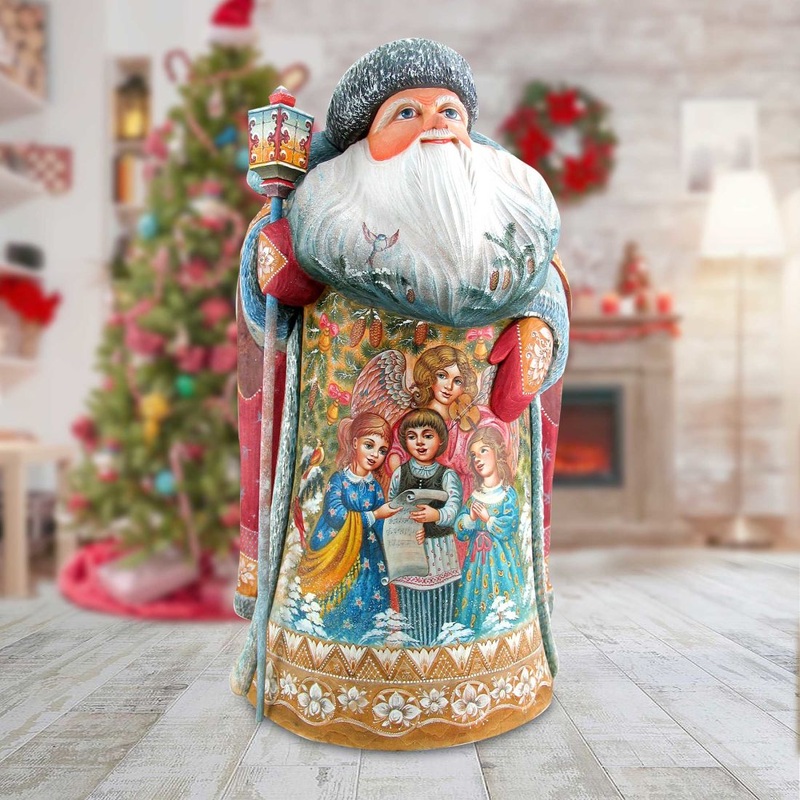 Christmas Carol Santa Hand-Painted WOODCARVED Masterpiece by G. DeBrekht – Nativity Holiday Decor – L2918132