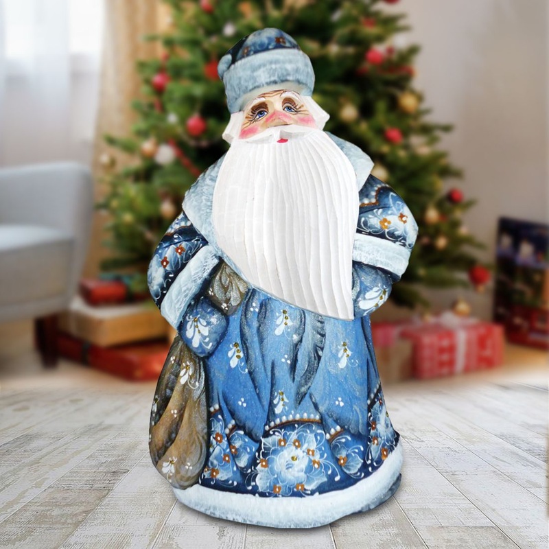 Dancing Santa in Blue Hand-Painted WOODCARVED Masterpiece by G. DeBrekht – Christmas Decor – 8201011 *** PRE-ORDER – Handmade Just for You! ***