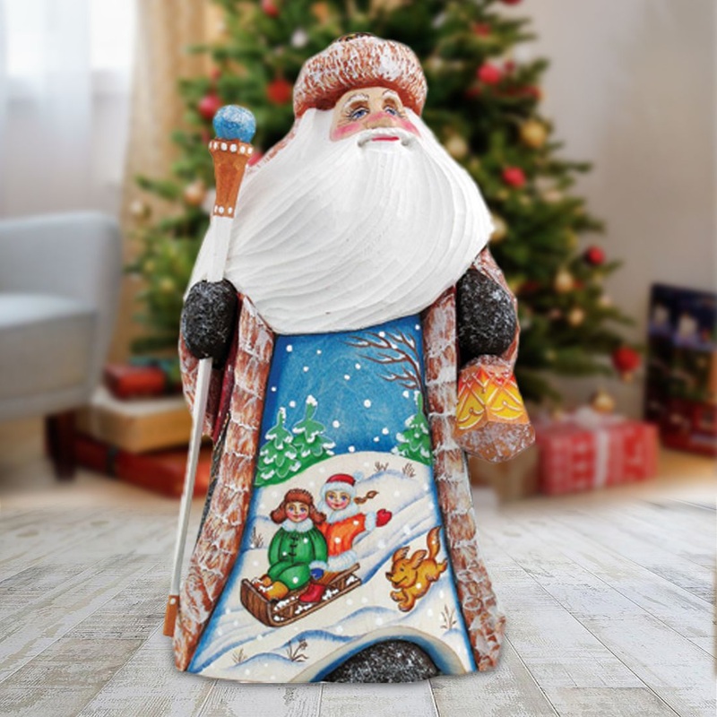 Downhill Race Santa Hand-Painted WOODCARVED Masterpiece by G. DeBrekht – Christmas Decor – 8214860 *** PRE-ORDER – Handmade Just for You! ***