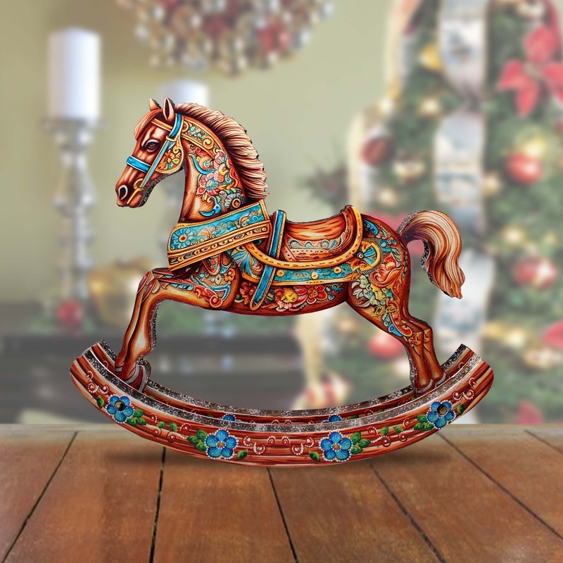 Enchanting Rocking Horse Limited Edition Wooden Figurine by  – Christmas Centerpiece Decor – 89308