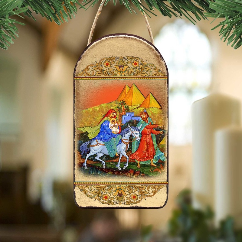 Flight to Egypt Religious Orthodox Sacred Icon Ornament – Inspirational Icon Decor – 87016