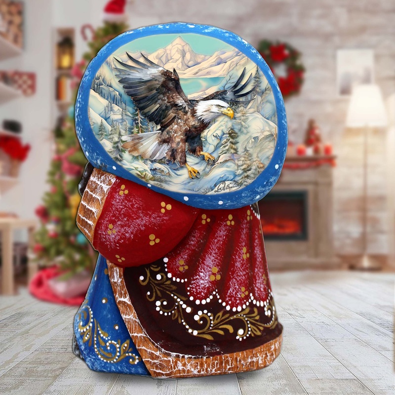 Flying Eagle Santa with Bag Hand-Painted WOODCARVED Masterpiece by G. DeBrekht – Christmas Dcor – 8215566