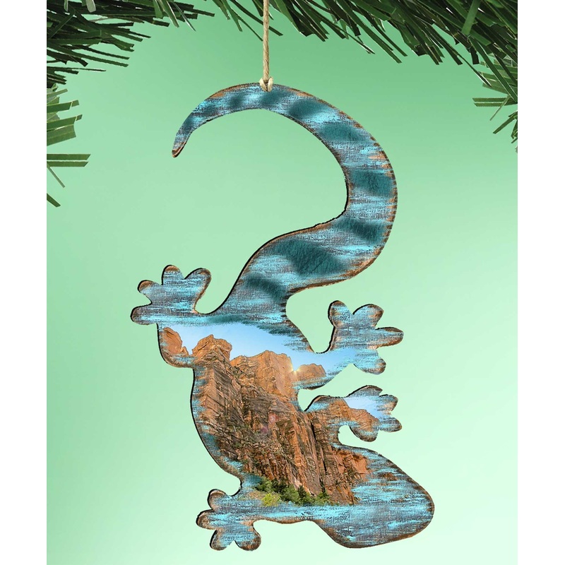 Gecko Wooden Ornaments – Tree Ornament by G. DeBrekht – Wildlife Holiday Decor – 8198434