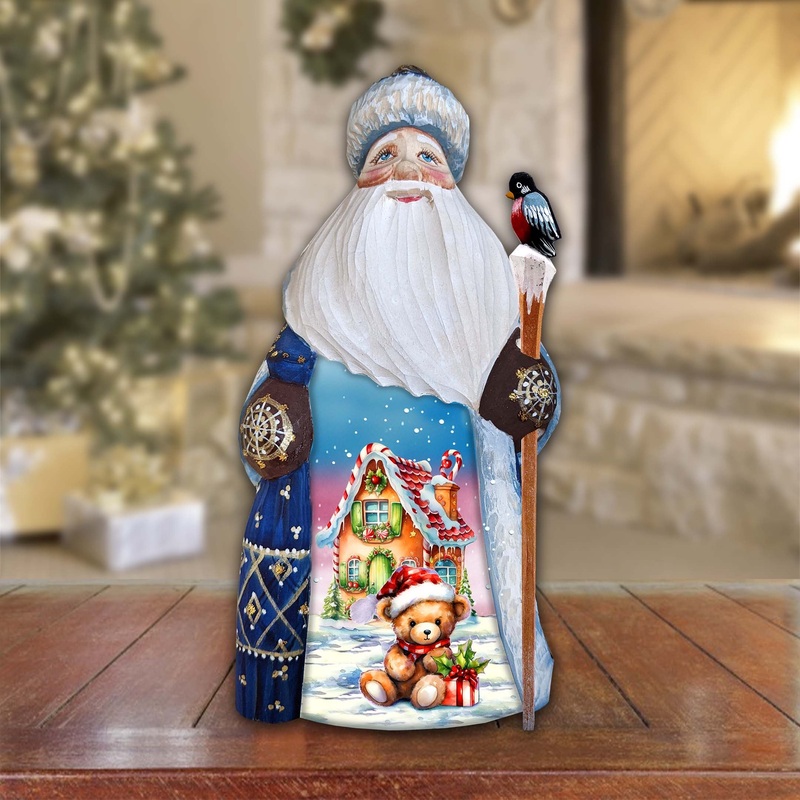 Gingerbread House Santa Hand-Painted WOODCARVED Masterpiece Figurine by G. DeBrekht – Christmas Decor – 8215950
