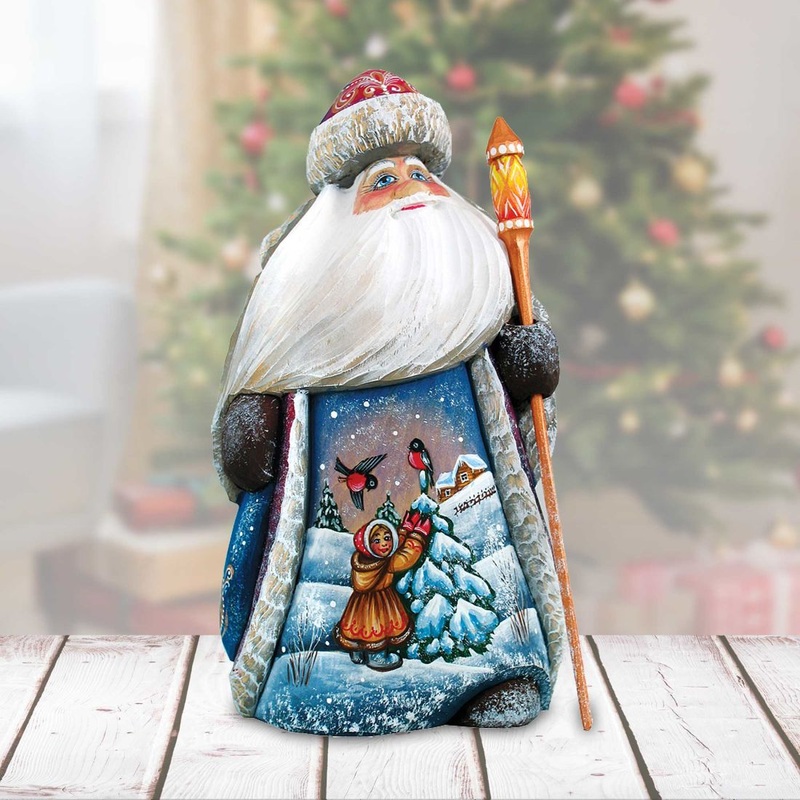 Girl in a Forest Santa Hand-Painted WOODCARVED Masterpiece by G. DeBrekht – Christmas Decor – 8214835
