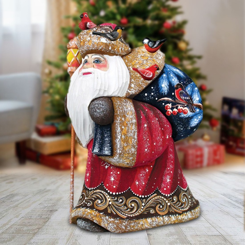 Happy Traveler Yuletide Hand-Painted WOODCARVED Masterpiece by G. DeBrekht – Wildlife Holiday Dcor – 821033