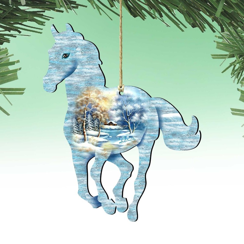 Horse Wooden Ornaments by Nature Wonders – Wildlife Holiday Decor – 8198155-2