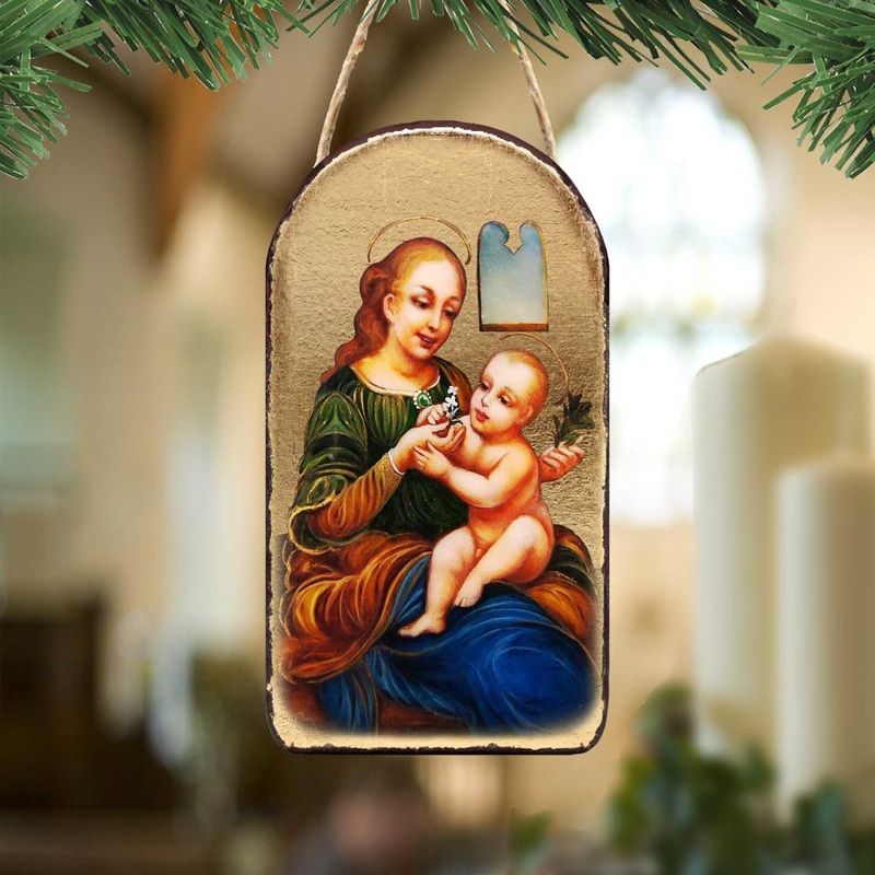 Madonna And Child Religious Christian Sacred Icon Ornament – Inspirational Icon Decor – 87031