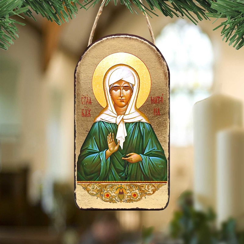 Matrona Plaque Religious Orthodox Sacred Icon Ornament – Inspirational Icon Decor – 87048