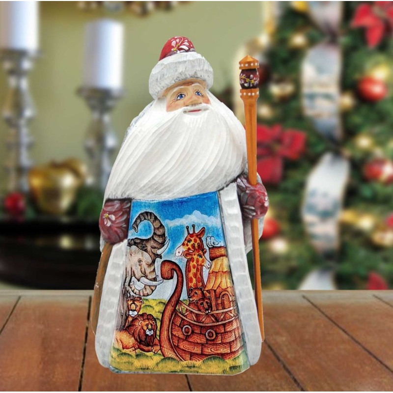 Noah’s Ark devotional Santa Hand-Painted WOODCARVED Masterpiece by G. DeBrekht – Nativity Holiday Decor – 213025