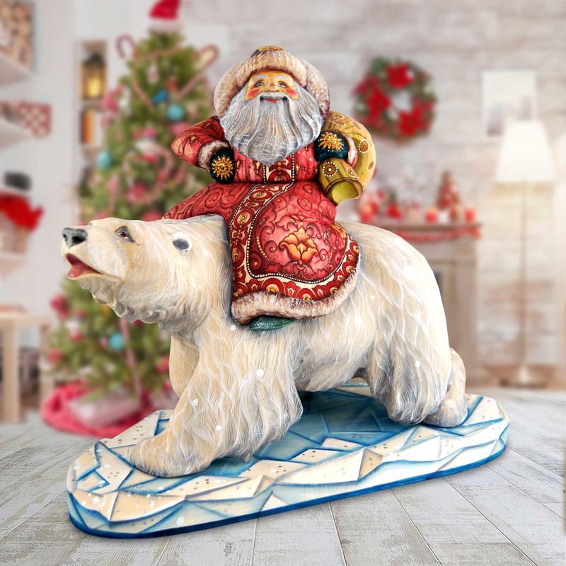 Polar Ice Santa Hand-Painted WOODCARVED Masterpiece by G. DeBrekht – Christmas Decor – L28217 – SPECIAL ORDER *** PRE-ORDER – Handmade Just for You! ***