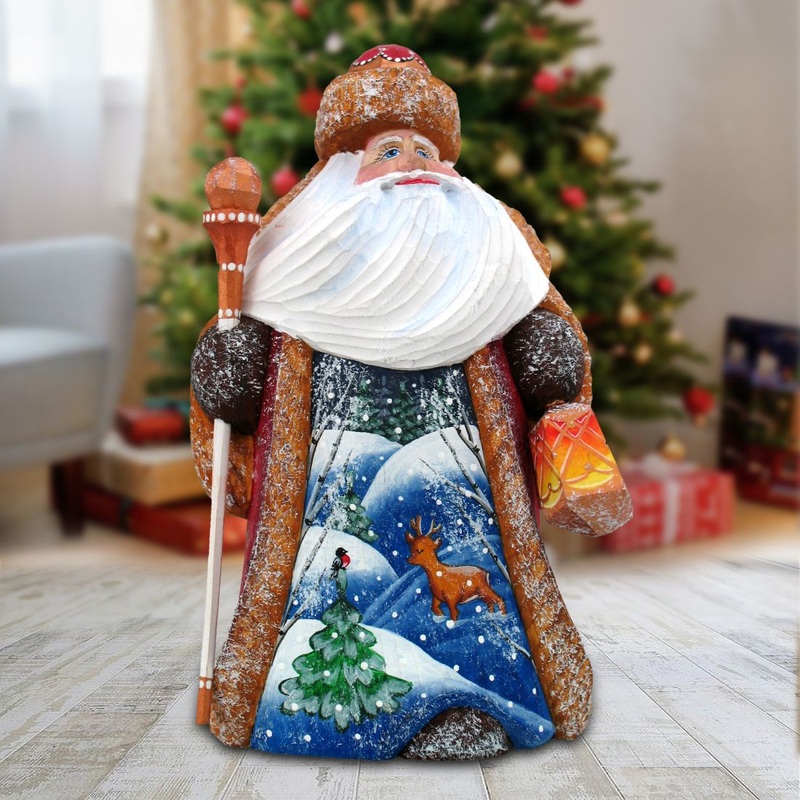 Quiet Yuletide Night Hand-Painted WOODCARVED Masterpiece by G. DeBrekht – Wildlife Holiday Decor – 8214831