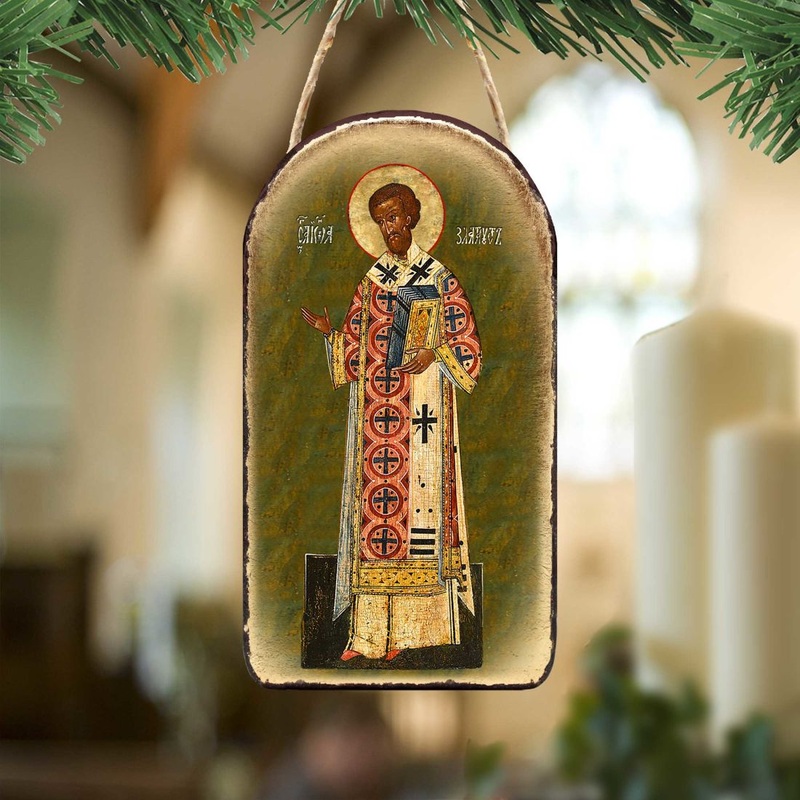 Saint Chrysostom Religious Christian Sacred Icon Ornament – Inspirational Icon Decor – 87054