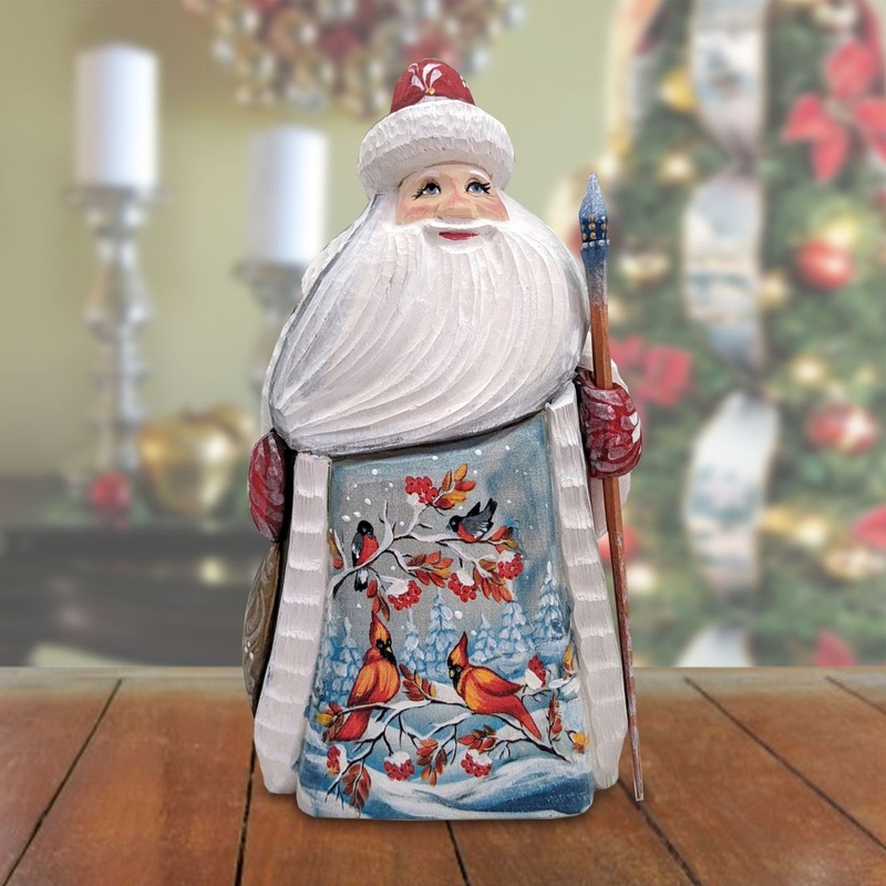 Santa Cardinal Hand-Painted WOODCARVED Masterpiece by G. DeBrekht – Wildlife Holiday Decor – 821559