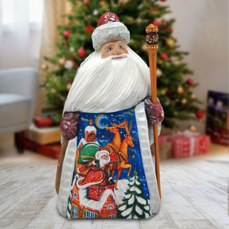 Santa Chimney Hand-Painted WOODCARVED Masterpiece by G. DeBrekht – Christmas Decor – 821552