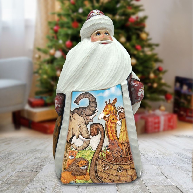 Santa Noah’s Ark Hand-Painted WOODCARVED Masterpiece by G. DeBrekht – Nativity Holiday Decor – 821541