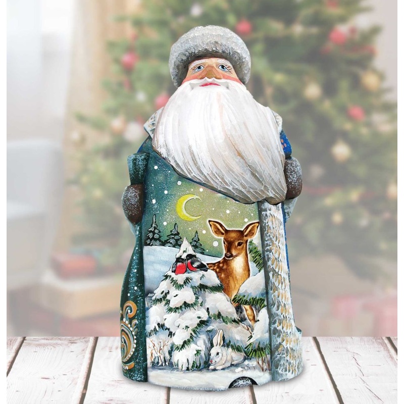 Santa Peaceful Fawn Hand-Painted WOODCARVED Masterpiece by G. DeBrekht – Wildlife Holiday Decor – 8215946