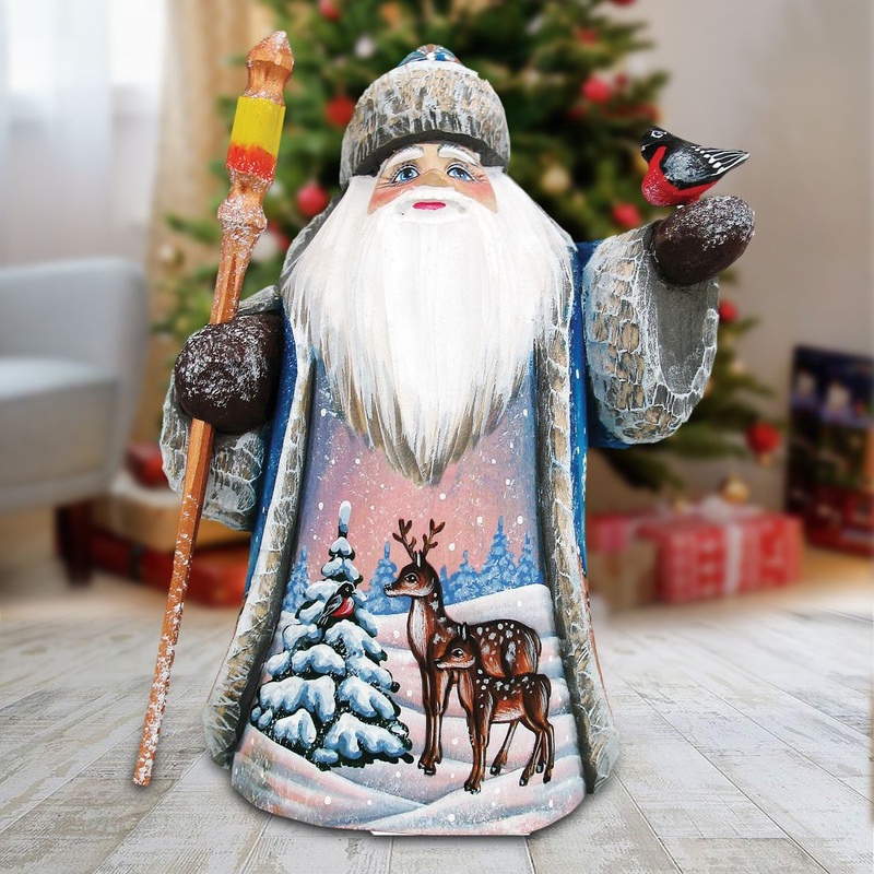 Santa Sing Song Bird Hand-Painted WOODCARVED Masterpiece by G. DeBrekht – Wildlife Holiday Decor – 8215580