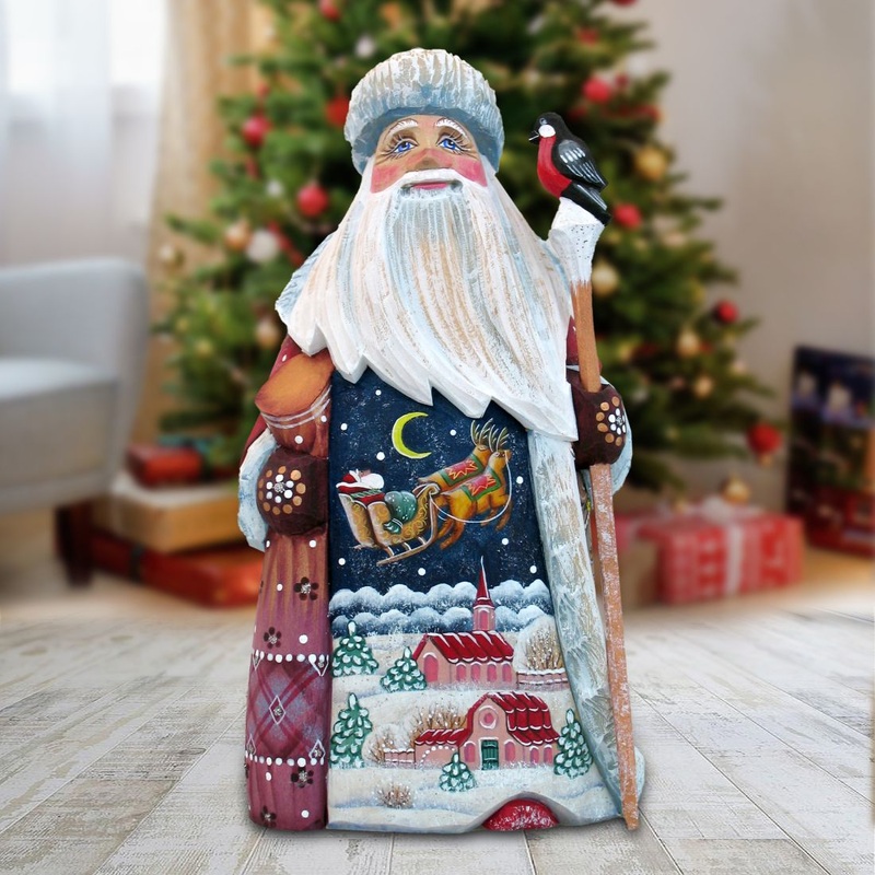 Santa Up-Up and Away Hand-Painted WOODCARVED Masterpiece by G. DeBrekht – Christmas Decor – 821596